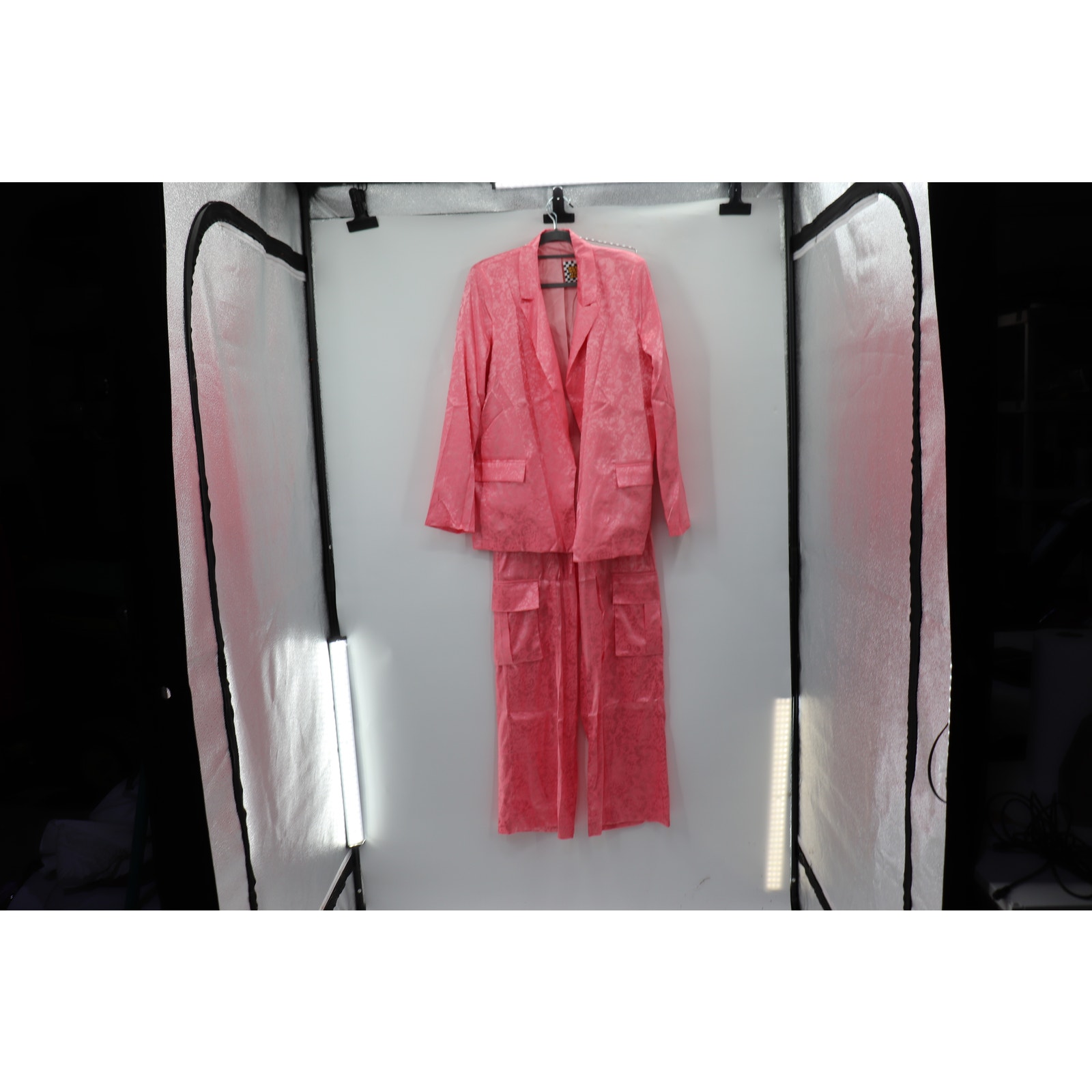 Dressed In Lala Pink Satin Jumpsuit With Blazer — image 2 of 8